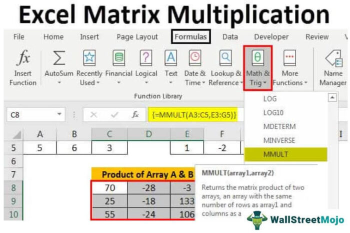 Perkalian Matriks Excel