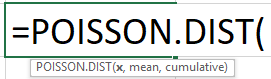 Distribusi Poisson di Excel