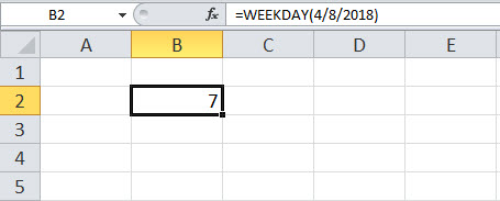 Fungsi WEEKDAY di Excel