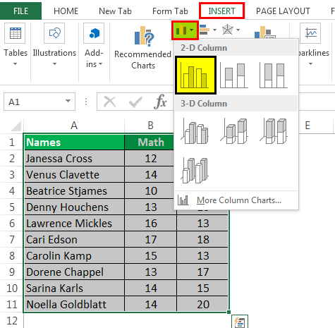 Jenis Bagan di Excel