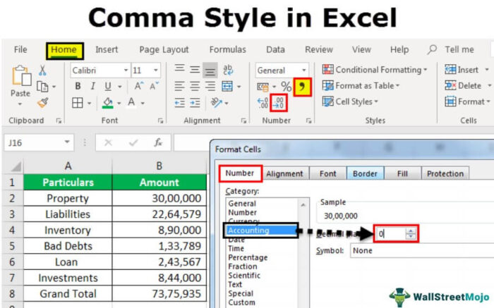 Gaya Koma di Excel