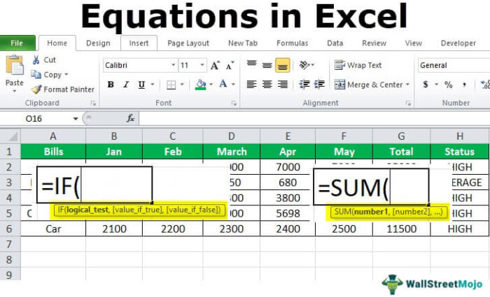 Persamaan di Excel
