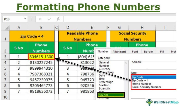 Format Nomor Telepon di Excel