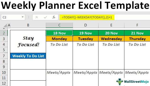 Templat Perencana Mingguan Excel