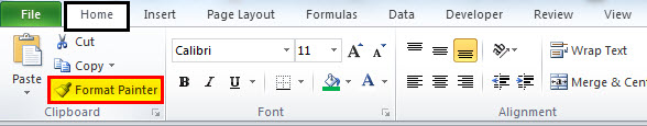 Pintasan untuk Pelukis Format di Excel