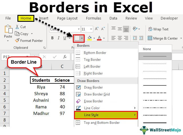 Perbatasan di Excel