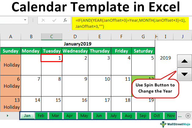 Template Kalender di Excel
